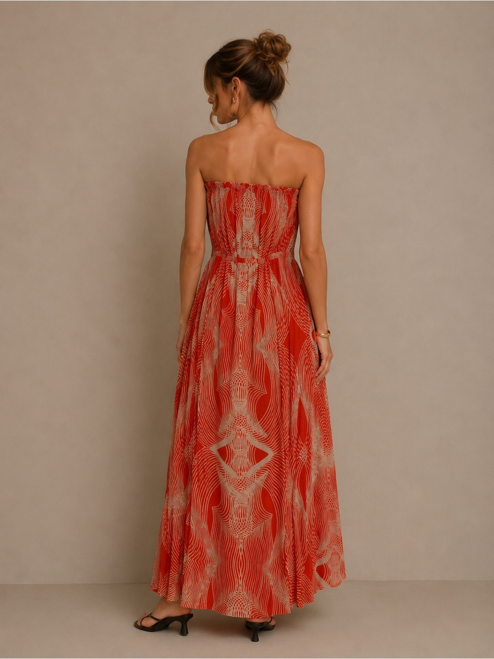 Anthropologie Leifsdottir Strapless Coral & Orange Boho Dresses Size 4 - Picture 2 of 6